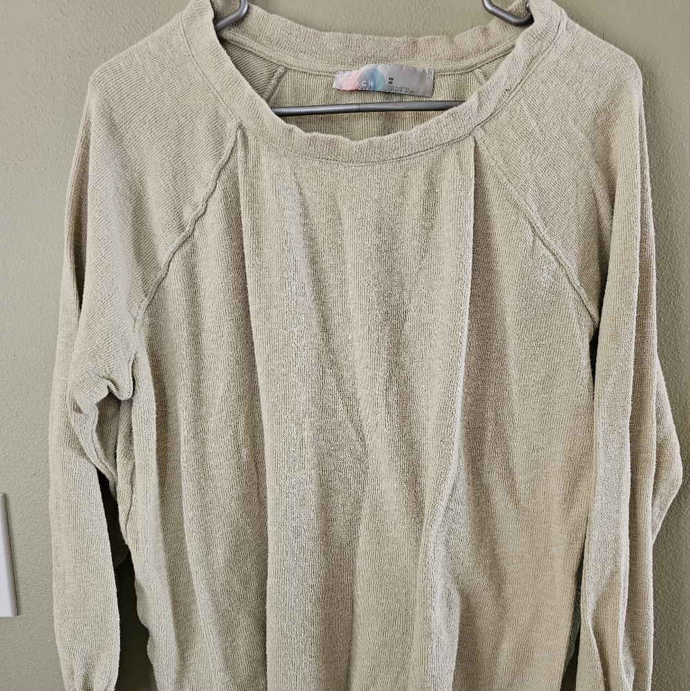 Free People Cream Soft Knit Crew Neck Sweater